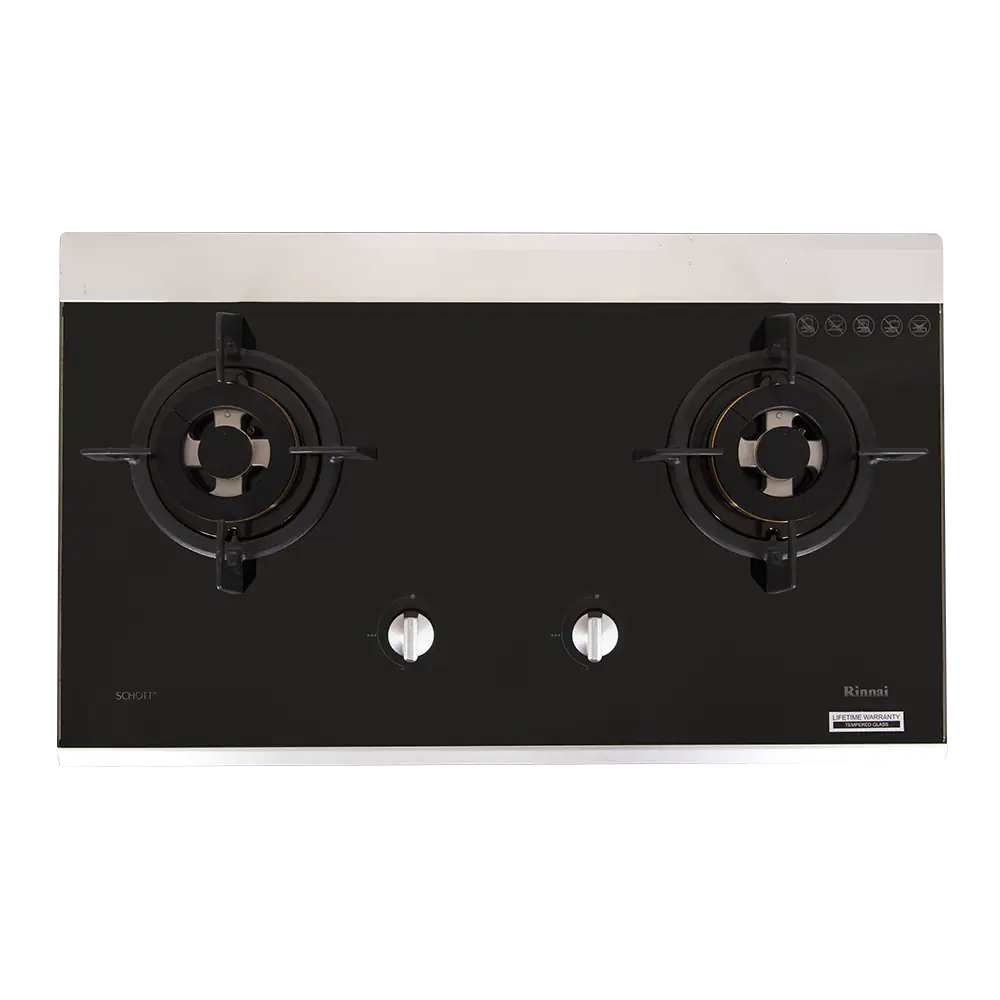 RB-7502D Black Tempered Glass Two Burner Top